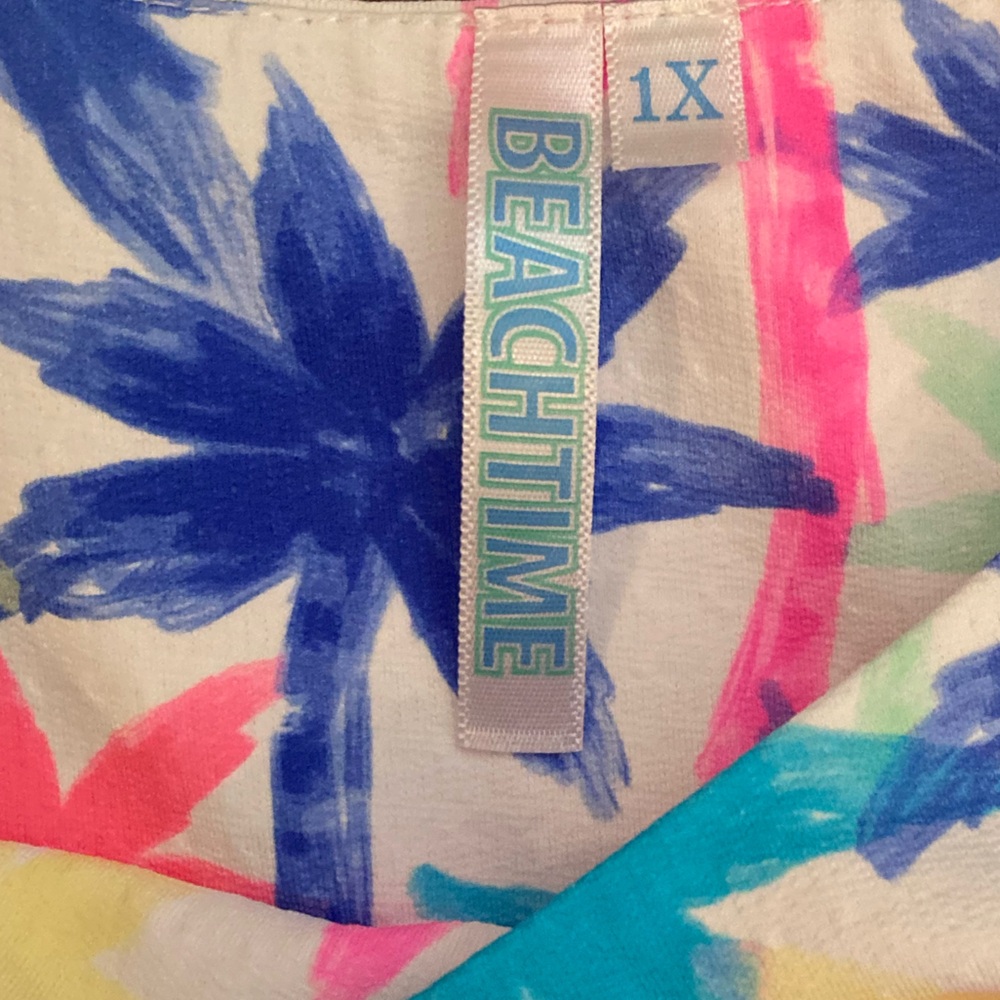 Beachtime by Lulu B Cha Cha Tank Ruffle Tennis Golf Palm Trees Women’s 1X - Picture 2 of 8